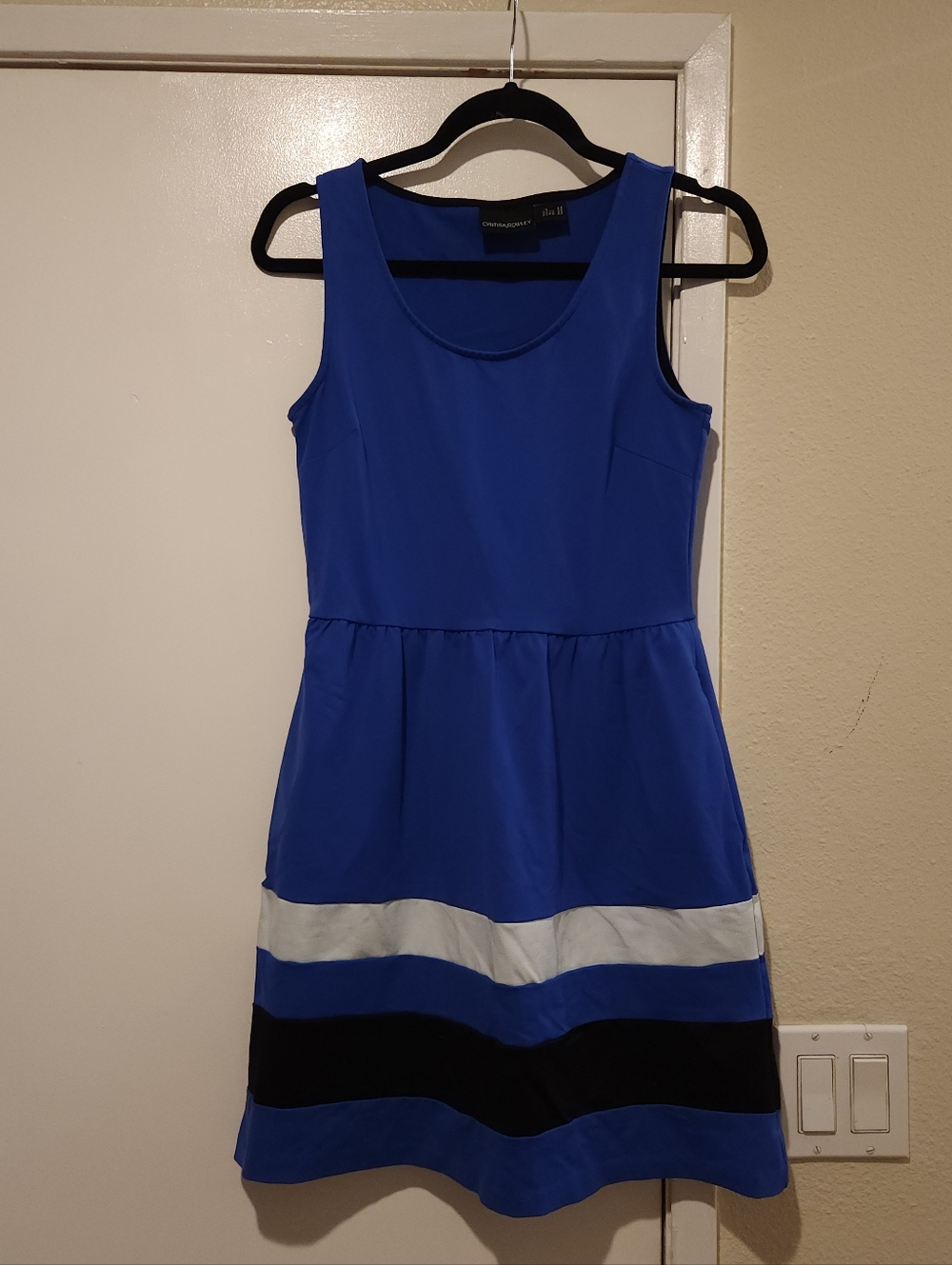 Sleeveless Blue Colorblock Fit & Flare Dress